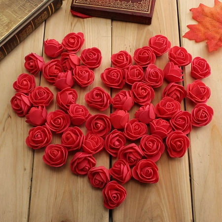 Floral Round Rose - 50Pcs Artificial Rose Floral Bud Head Foam Wedding Party Decor
