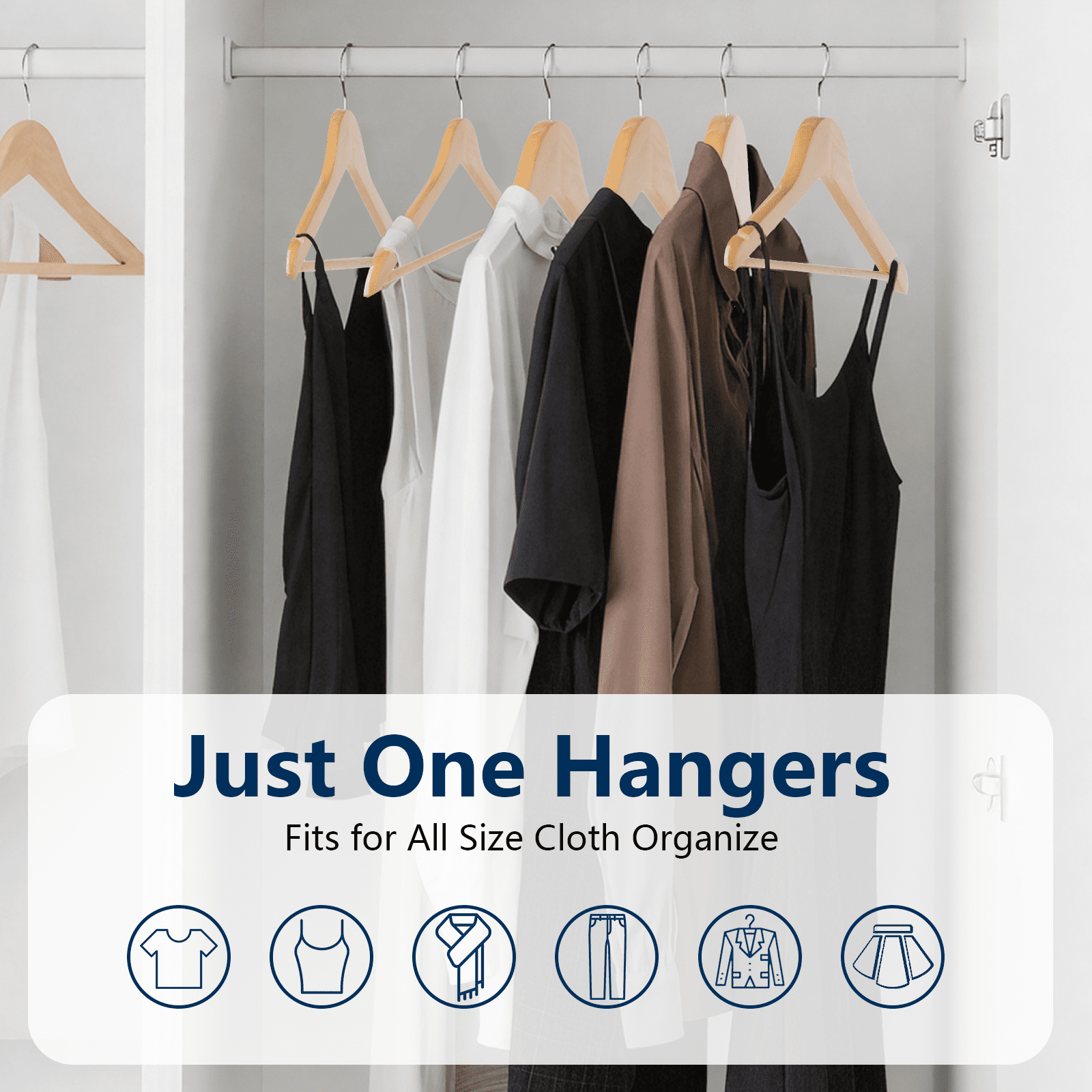 LIZEVINC Wooden Hangers 20 Pack, Natural Wood Suit Hangers with Non-Slip Pants Bar and 360° Swivel Hook, Cloth Hangers for Shirts, Jackets, Dress, Pant