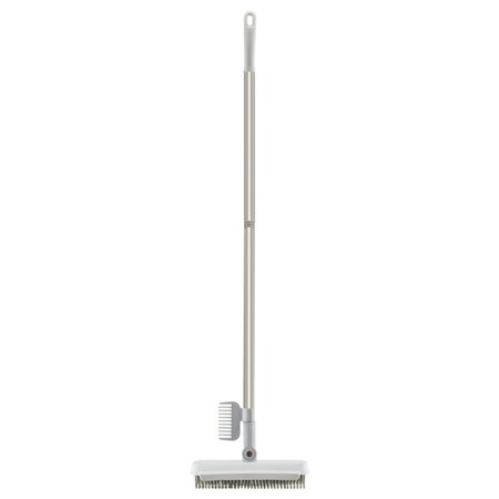 

LICHENGTAI Long Handle Floor Brush with Scraper Plastic Cleaning Brush Bathroom Living Room Kitchen Tile Efficient Decontamination Floor Brush White
