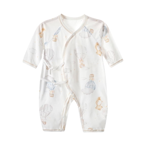 Tranfacy Boys and Girls 0-6 Months Summer Rompers Long Sleeve Full Length Pant Bear Print Seamless Thin Fabric Jumpsuit Outfit