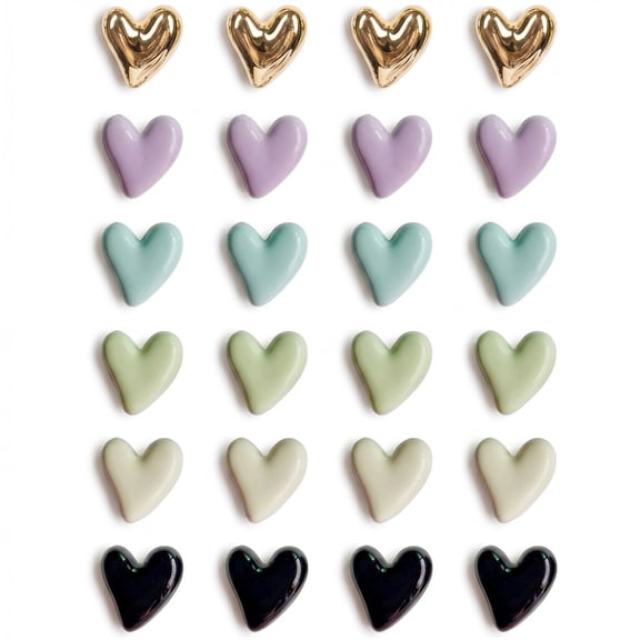 24-Pack Cute Heart Fridge Magnets – Colorful Decorative Refrigerator Magnets with Strong Hold for Whiteboard, Locker & Cabinet Use