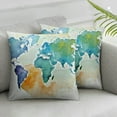 thumbnail image 3 of BANET Throw World Map Colorful Painting Decor for Room Bed Chair, Set of 2 20x20in, 3 of 7
