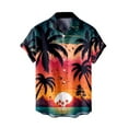 thumbnail image 4 of TAIAOJING Mens Hawaii Button Down Shirts Short Sleeve Short Sleeved Casual Style Shirt 3D Print Seaside Coconut Sunset Print Short Sleeved Cardigan Button Lapel Shirt, 4 of 4