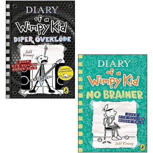 Pre-Owned Diary of a Wimpy Kid by Jeff Kinney 2 Books Collection Set (Diper Överlöde, No Brainer [Hardcover])