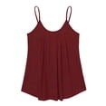 thumbnail image 2 of Huowey Summer Casual Tank Top For Women Spaghetti Strap Solid Color Pleated Ruffle Crewneck Loose Fit Comfort Oversized Lightweight Breathable Flowy Dressy Cami Blouse,Red,XXXXXXL, 2 of 4