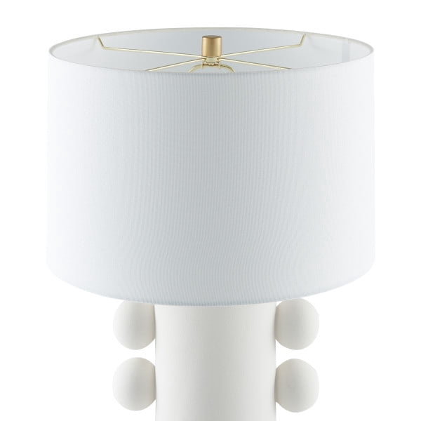 Jurrah 27" Tall Ceramic Table Lamp with Fabric Shade in Matte White/White