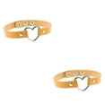 thumbnail image 3 of sweethay Collar colorido Estilo japonés Collares punk Gargantillas de cuero Diseño simple Colgante Corazón ajustable Gargantilla Amarillo Amarillo 2Conjunto, 3 of 6