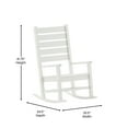 thumbnail image 5 of BizChair Set of 2 Contemporary Rocking Chairs, All-Weather HDPE Indoor/Outdoor Rockers in White, 5 of 12