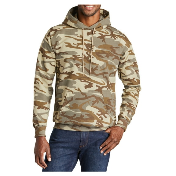 Yellow Rooster Mens Core Fleece Camo Pullover Hooded Sweatshirt Desert Camo S