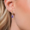 thumbnail image 3 of Gem Stone King 925 Silver and 10K Yellow Gold Purple Amethyst Earrings for Women | 2.30 Cttw | Gemstone February Birthstone | Oval 8X6MM, 3 of 6