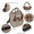 thumbnail image 7 of Insulated Lunch Bag Lunch Box Expandable Double Deck Cooler Bag Leakproof Side Tissue Pocket, Adjustable Shoulder Strap for Picnic Camping Hiking School Work, Khaki, 7 of 7