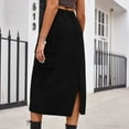 thumbnail image 5 of Mrat Stretchy Skirt Women's Spring Summer Denim Dress Pocket Skirt Casual Mid-Length Skirt Cover Up Skirt S-131 Black S, 5 of 5
