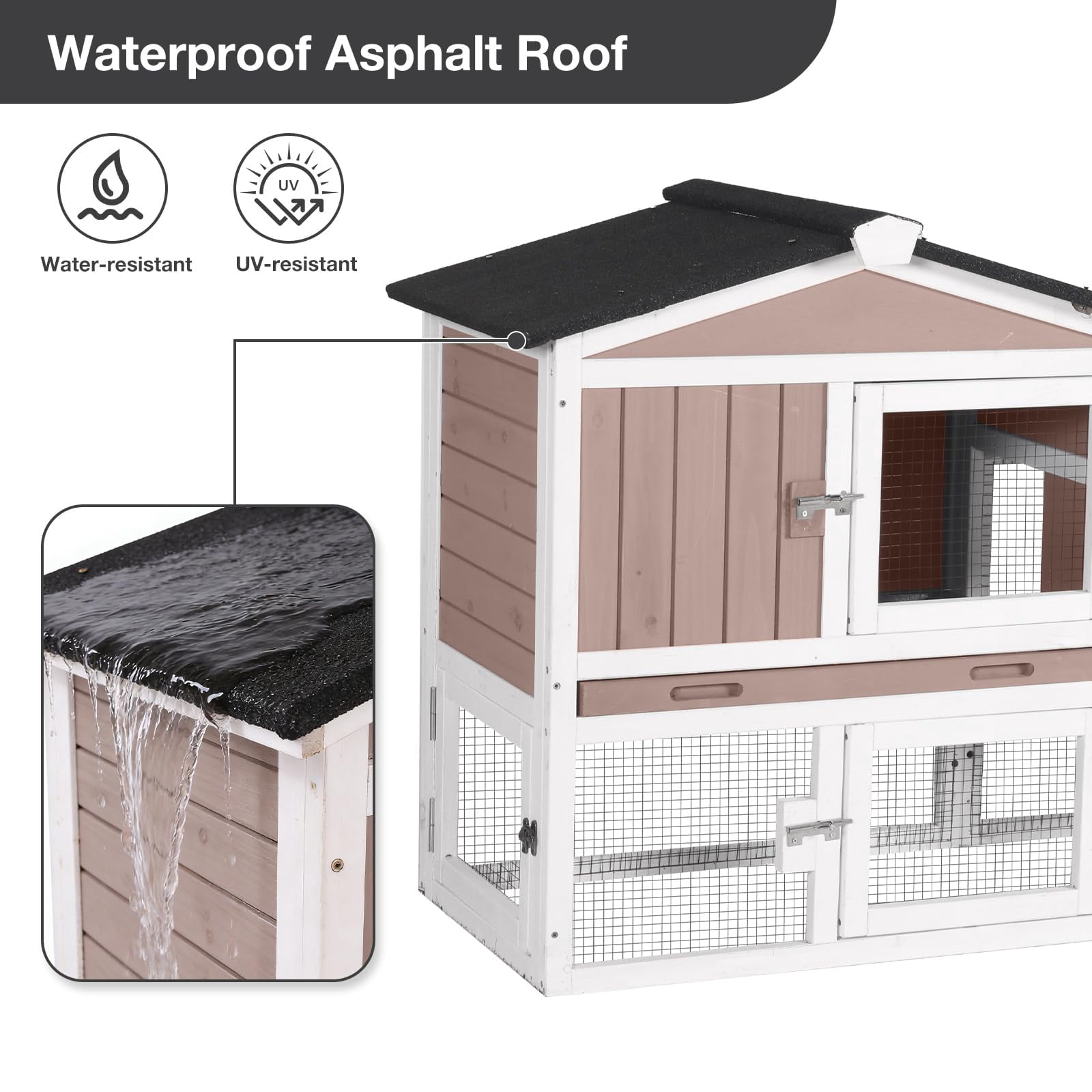 Aivituvin Chicken Coop for 1-2 Chickens, Expandable Wooden Duck House Outdoor Hen House Poultry Quail Cage, Brown