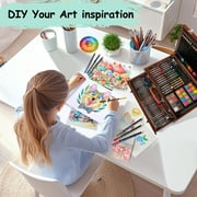 Xueyu All in One 140 PCS Wooden Art Supplies Set with Drawer, Unleash Your Creativity with a Diverse Array of Premium Tools, Including Brushes, Crayons and Watercolors for Every Artistic Endeavor