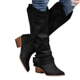 thumbnail image 1 of Botas de montar vaqueras occidentales con tacón grueso debajo de la rodilla, botas de PU, tubo medio, 1 of 4
