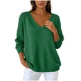 thumbnail image 3 of Liuinsasek Womens Winter V Neck Knitted Sweater Fashion Casual Basic Solid Lightweight Soft Basic Casual Pullover Top for Spring Fall Winter, 3 of 10