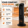 thumbnail image 3 of 23" Space Heater for Indoor Use, 1500W Fast Heating Oscillating Tower Ceramic Electric Heater with 7-Color Light, Thermostat, 12H Timer, Remote Control & Overheat Protection for Bedroom, Office, 3 of 7