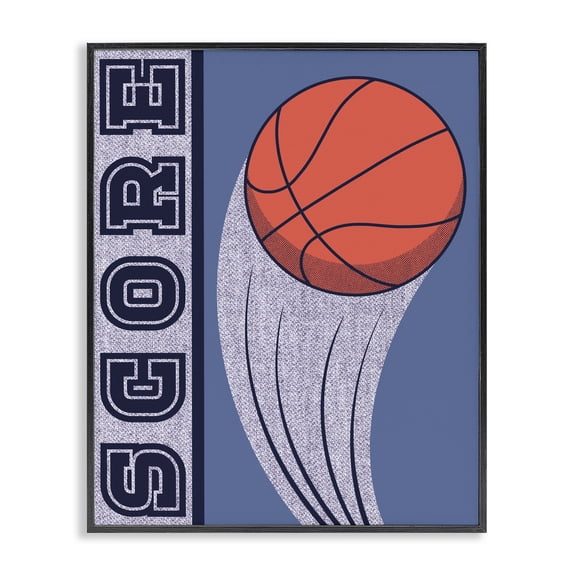 Stupell Industries Contemporary Score Vintage Basketball Black Framed Giclee Art, 11 x 14, by Marcus Prime