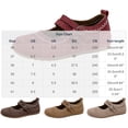 thumbnail image 3 of Shrysg Women's Mary Janes Ballet Flats Shoes with Double Buckle Straps Breathable Faux Leather Round Toe Casual Outdoor Walking Shoes Coffee, 3 of 6