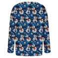 thumbnail image 4 of Cardigan Sweaters For Women Oversized Crew Neck Cropped Long Sleeve Button Down Tops Printed Knitted Outerwear (3XL, Blue), 4 of 5