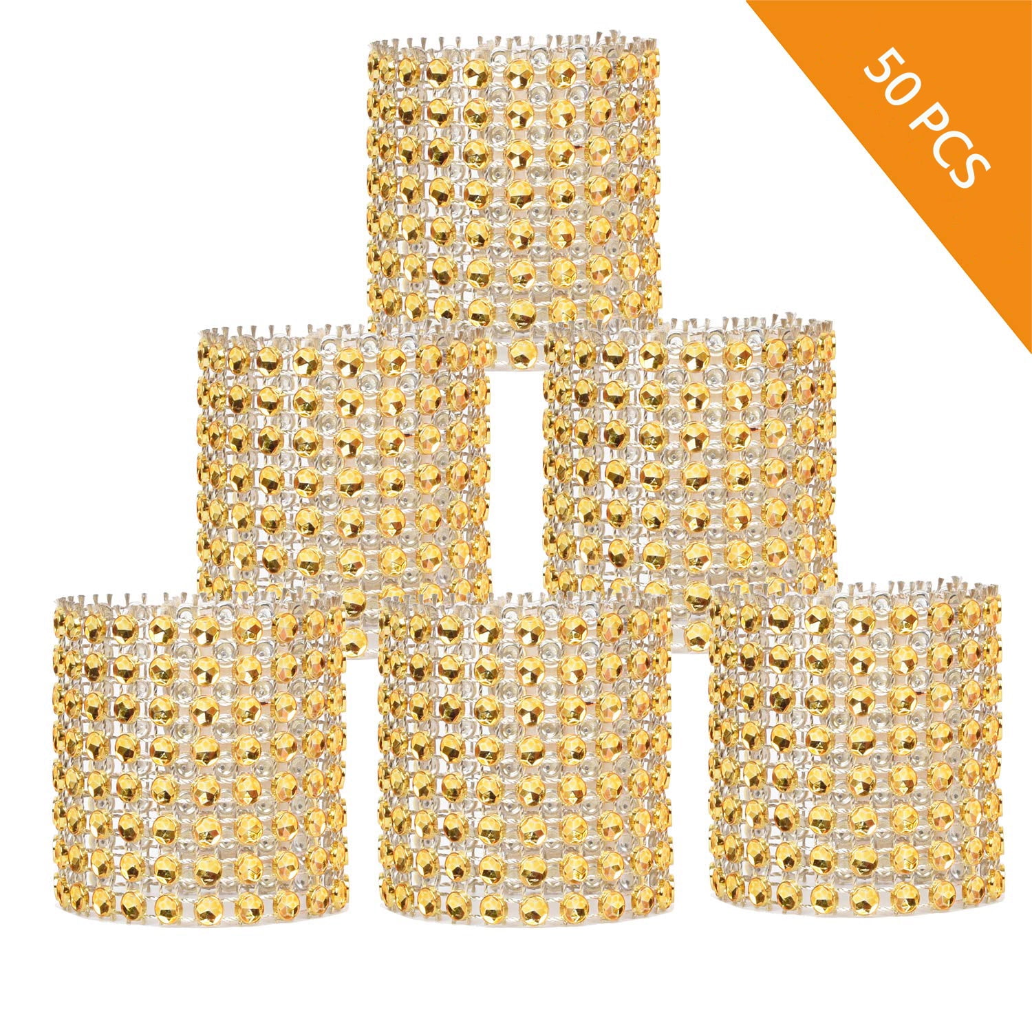 Handmade Gold Square Mesh Napkin Rings Holder for Dinning Table Parties Everyday