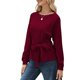 thumbnail image 2 of Sudadera con Nudo en la Cintura para Mujer, Raglán Larga, Cuello Redondo, Elegante, para Hacer Ejercicio, para Otoño Vino Tinto L, 2 of 7