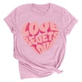 thumbnail image 2 of TrendVibe365 Short Sleeve Womens Valentine T-Shirt Pink Love Heart Graphic Holiday Gifts Pullovers Short Sleeve Shirts Crew Neck Tees Funny Loose Fit Blouse Outfit M(US=6), 2 of 3