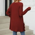 thumbnail image 5 of Women Cardigan Sweater Women Mid Long Cardigan Long Sleeve Knitted Sweater Cardigans With Pocket Fall Cardigan Red XXL, 5 of 7