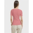 thumbnail image 6 of Women's Summer Scoop Neck Short Sleeve T-Shirts Ribbed Knit Slim Fitted Casual Basic Top, 6 of 6