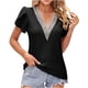 thumbnail image 2 of Fiudx Camisas para Mujer Blusa Holgada de Manga Corta con Cuello En V a La Moda para Mujer, 2 of 5