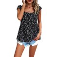thumbnail image 2 of Womens Summer Tunic Tops Casual Dressy Blouse Loose Fit Short Sleeve T Shirts Black S, 2 of 10