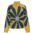 thumbnail image 5 of Jackets for Women Winter Coat Jackets Flannel Stand Collar Jacket(Navy Flower Yellow Background Simple Art,Size:S-4XL), 5 of 7