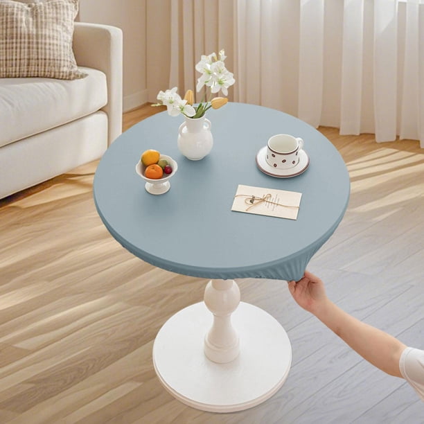 Mantel, cubierta de mesa, antiaceite, protector de mantel elástico simple para uso en exteriores e interiores, decoración de fiestas Azul Diámetro 60 cm