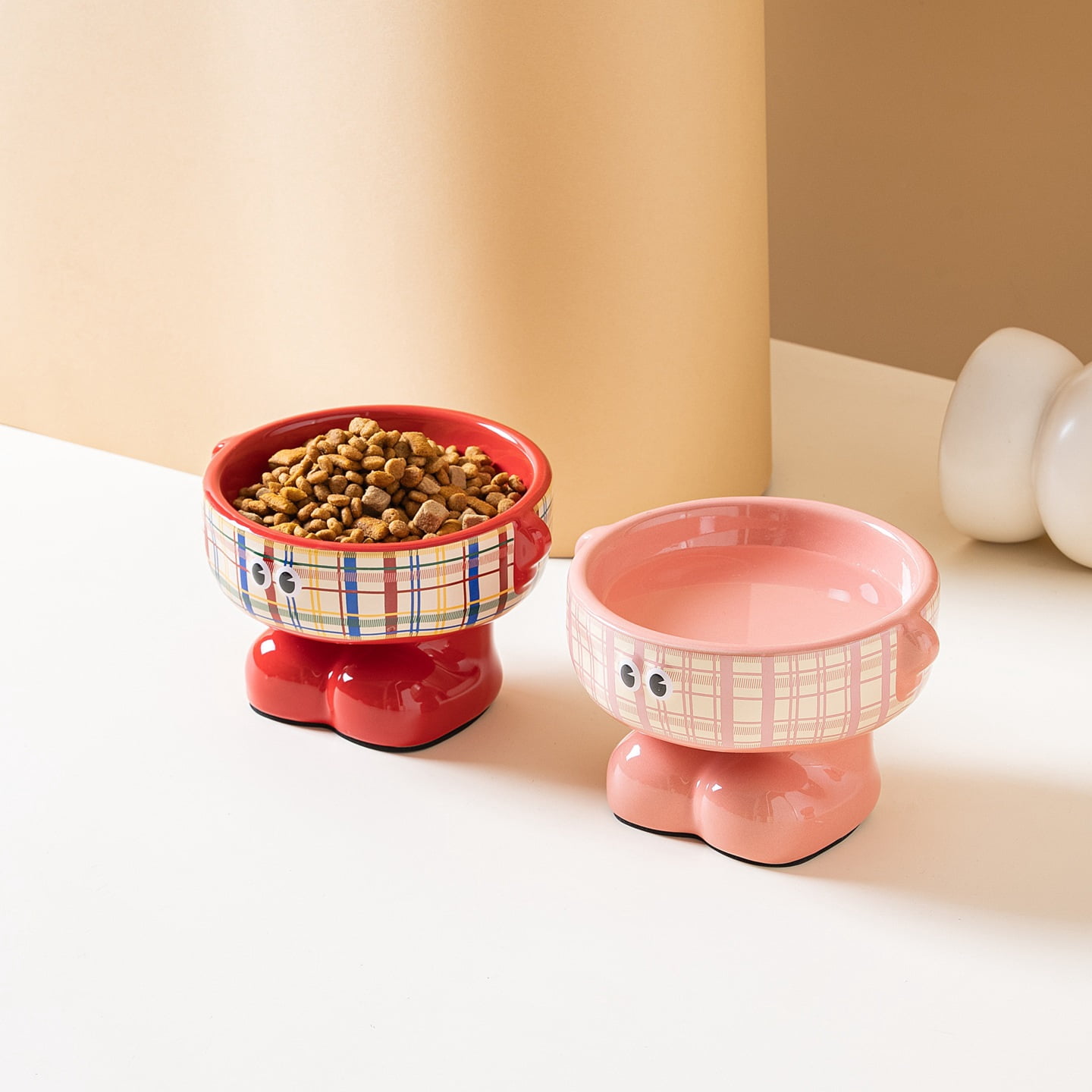 Elevated Ceramic Pet Bowl, Spine Friendly Raised Feeding Bowl, Stylish Food Basin for Cats and Dogs