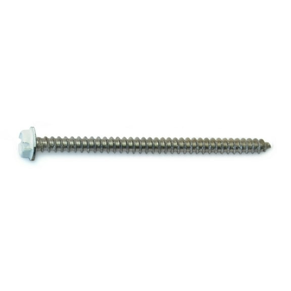 #8-14 x 2-1/2" White 18-8 Stainless Hex Sheet Metal Screws SMSHSS-379 (12 pcs.)