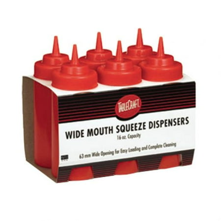 

Tablecraft C11253K 12 oz Red WideMouth Ketchup Squeeze Bottle With Standard Cone Tip 53 mm Opening Pack