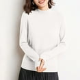 thumbnail image 7 of MSJbahu Dressy Sweaters for Women White Knitted Solid Crew Neck Lightweight Long Sleeve Pullover Juniors Tops Winter, 7 of 7