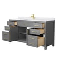 thumbnail image 3 of Wyndham Collection Beckett 66" Wood Single Bathroom Vanity in Gray/Gold, 3 of 6