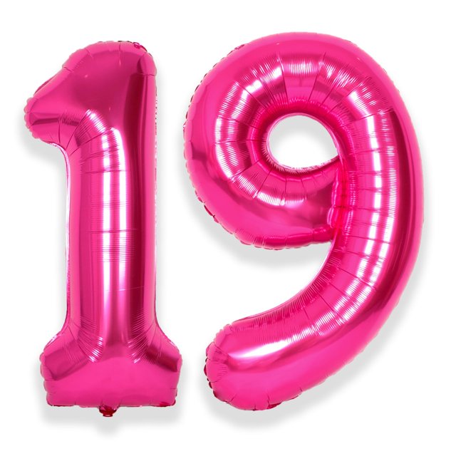 Globos de aluminio con números de helio para fiesta de cumpleaños número 19 de SUWEN