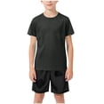 thumbnail image 5 of Karoyedx Toddler Boys Athletic Clothes Toddler Kids Sports Shorts Outfits Sets Boys Tracksuit 2PCS Basketball Performance Tops And Mesh Shorts Set Trendy Black Size,11-12 Years, 5 of 5