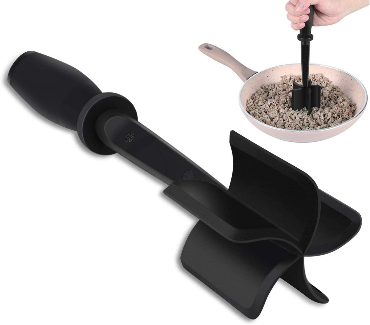 1pc ABS Meat Chopper, Modern Black Meat Masher For Kitchen