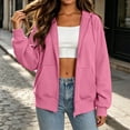 thumbnail image 4 of NominalSnug Women Full Zip Hoodie Long Sleeve Sweatshirts Drawstring Pocket Loose Fall Zip up Hooded Jacket, 4 of 8