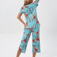 thumbnail image 4 of Jamicy Pyjama Doux pour Femmes, Haut à Manches Courtes Imprimé avec Cordon de Serrage, Ensemble de Pyjama pour Dames, Confortable, Col Rond, Tenue de Détente, 4 of 7