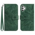 thumbnail image 1 of Mantto for Samsung Galaxy A13 4G [Not Fit for 5G] Wallet Case with Wrist Strap,Stylish Sunflower Embossed PU Leather Shockproof Protective Magnetic Clasp Flip Stand Card Slots Phone Cover,Green, 1 of 10