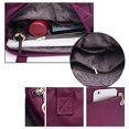 thumbnail image 4 of Bolsos de mano informales para mujer, bolsos de hombro, monederos, bolso de nailon suave, bolso de mensajero impermeable para viajes al aire libre, morado Feliz Sencillez, 4 of 5