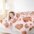 thumbnail image 3 of Erosebridal Kawaii Capybara Letter Monogrammed A Twin Comforter Sets 3-Piece For Boys Girls,Cute Food Fruit Food Animal Bedding Set For Kids,Pink Reversible, 3 of 7