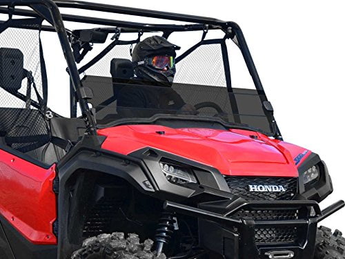 2016+ - Hard Coated for Extreme Durability Can be Set to 3 Different Settings! SuperATV Scratch Resistant Clear Flip Windshield for Honda Pioneer 1000/1000-5 
