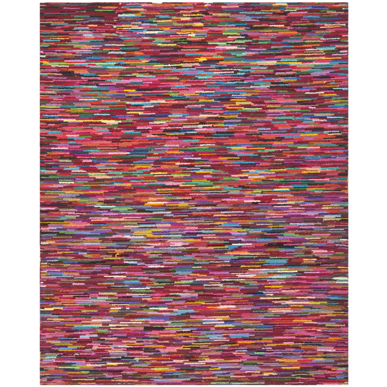 Pink / Multi, variant on SAFAVIEH Nantucket Tanzil Striped Cotton Area Rug, Pink/Multi, 5' x 8'
