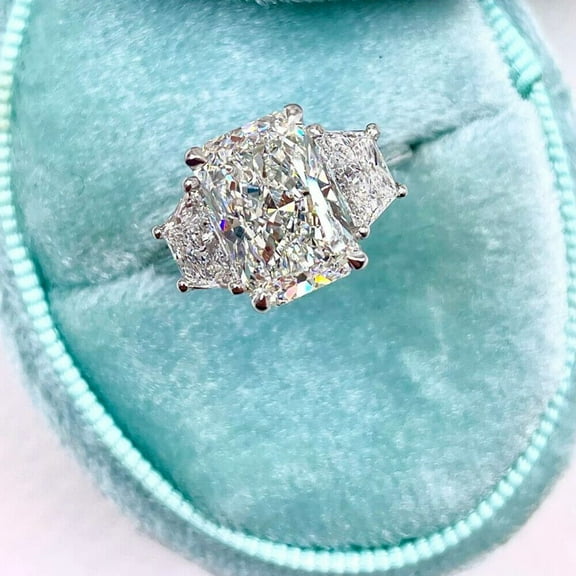Engagement Ring 3.00 Ct Lab Created Radiant Cut Diamond 14k White Gold Plated