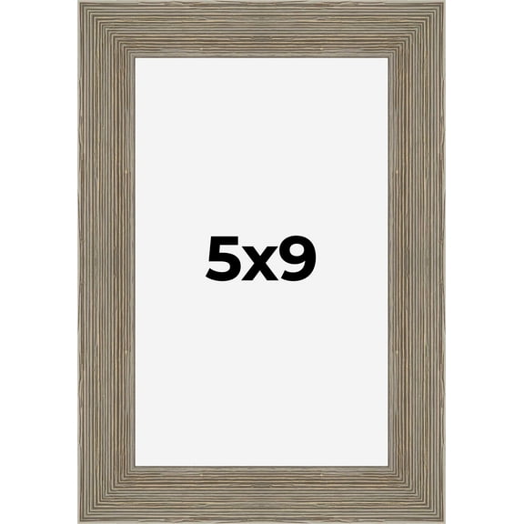 5x9 Frame Gray Barnwood Rustic Solid Wood Picture Frame | 1.5 Inch Moulding Width | Includes UV